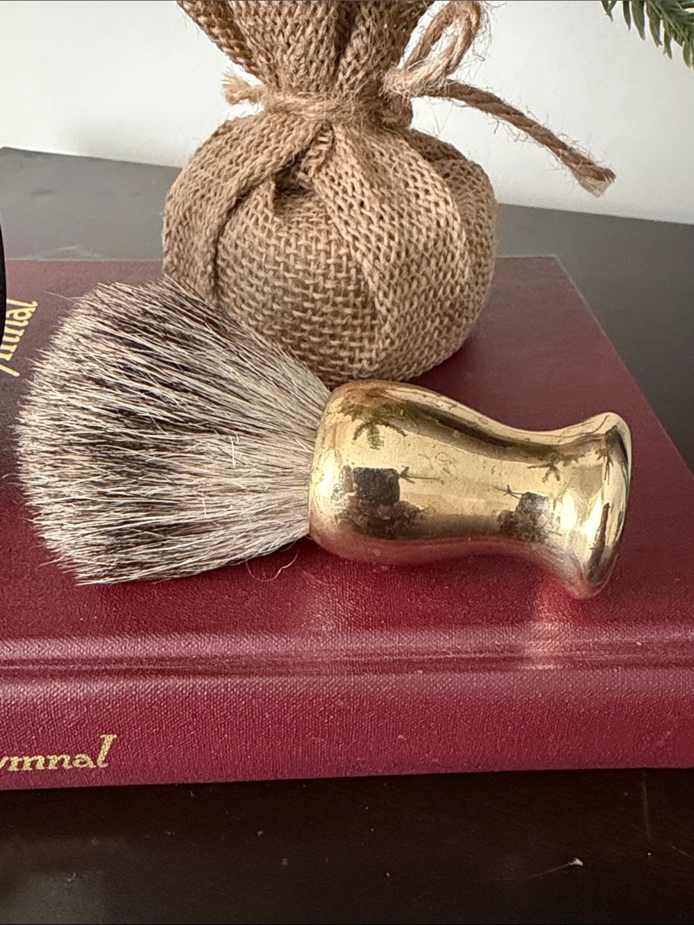 Brass Handle Badger Hair Shaving Brush - Brown Bristles